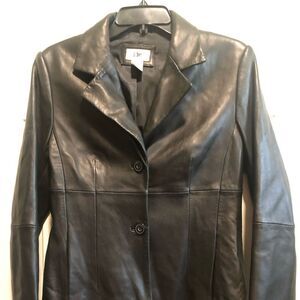 Brass Plum butter-soft black leather jacket blazer medium